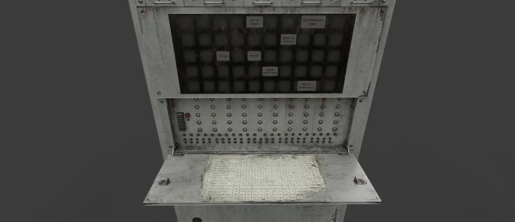 Control console detail with button matrix