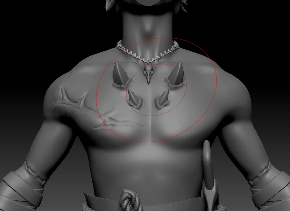 Chest ornament and anatomy detail