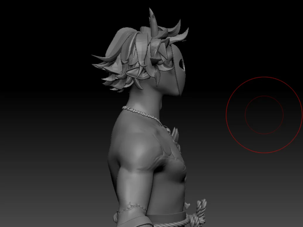 Fantasy demon sculpt, side view