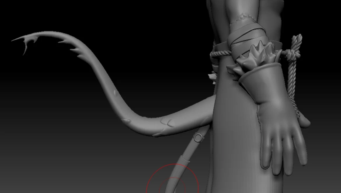 Tail and hand sculpt detail