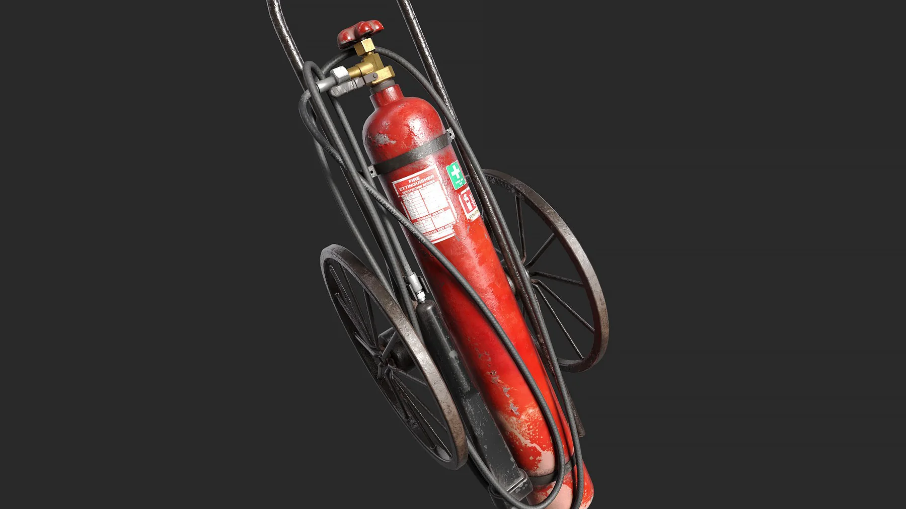 Wheeled fire extinguisher render