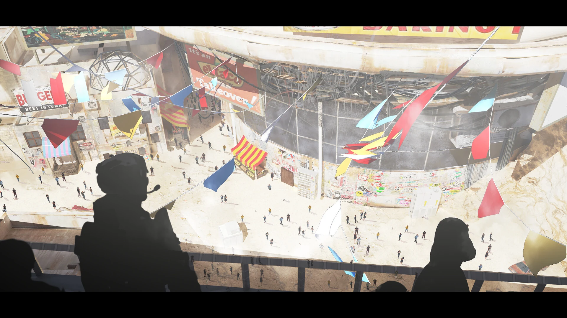 Large crowded plaza environment concept