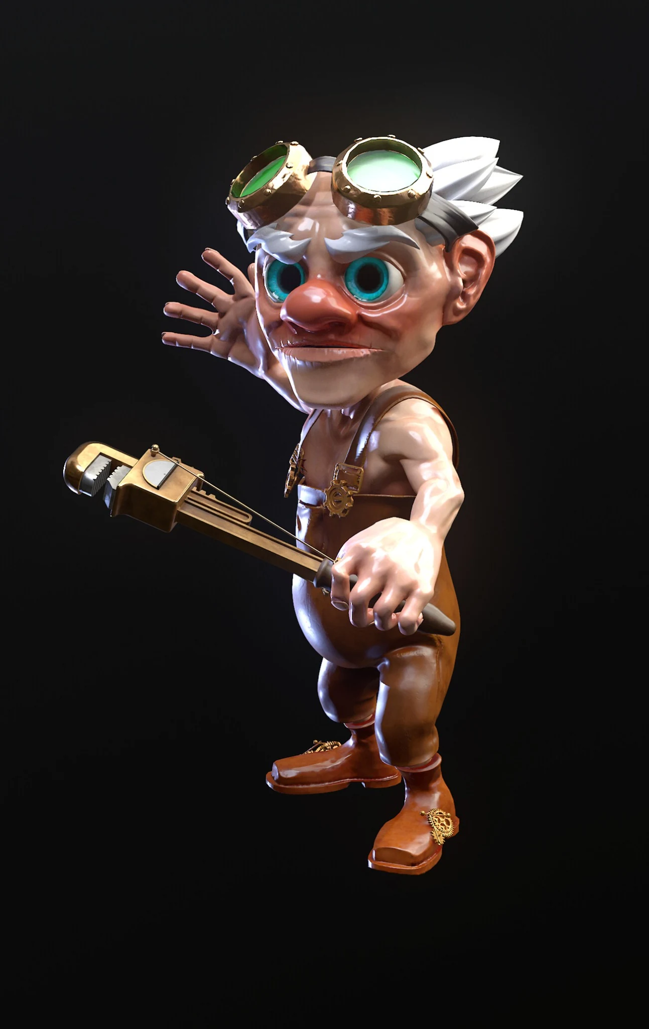 Stylized engineer character in a three-quarter pose