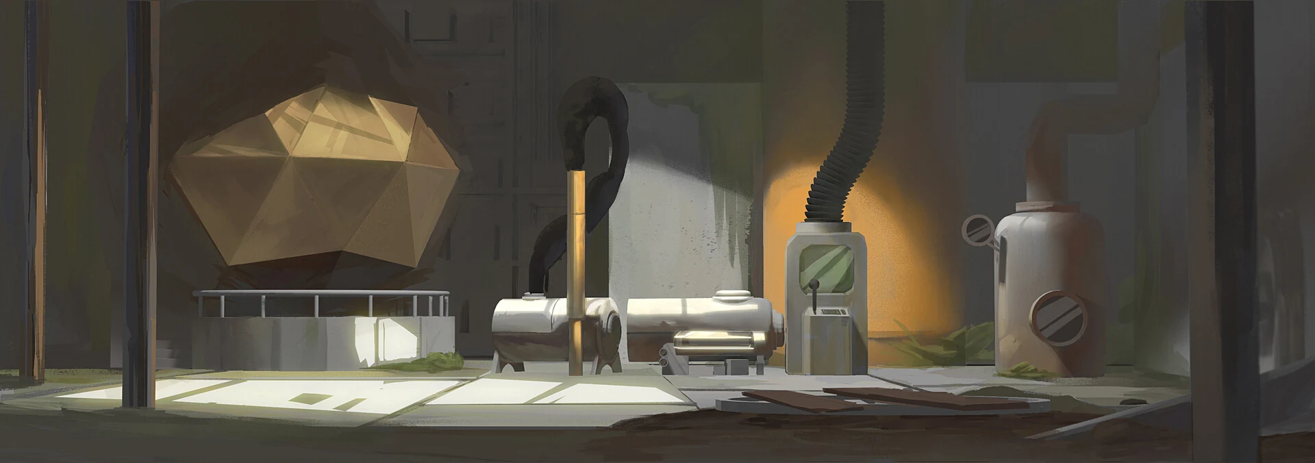 Stylized industrial interior environment